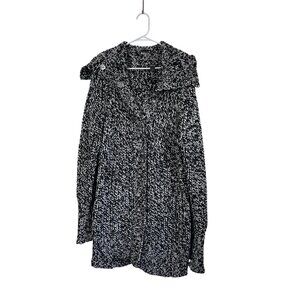 Kennith Cole Reaction Long Black and White Snap Front Sweater Jacket Size Large